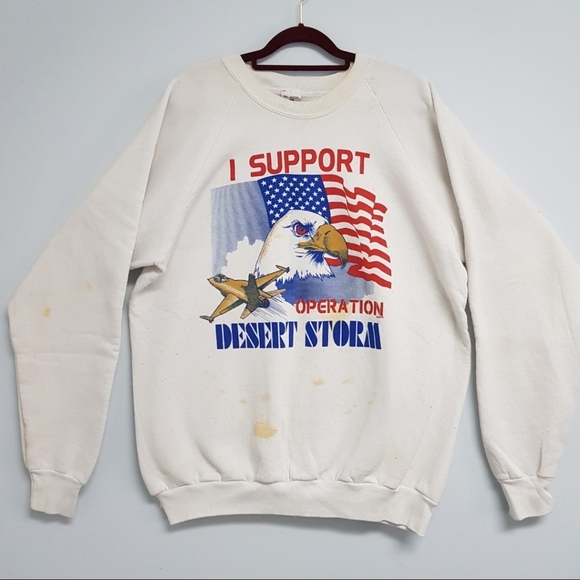 Vintage 80s I Support Operation Desert Storm Sweatshirt Crewneck Made In USA - Picture 1 of 5